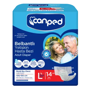 Tekstil Yüzeyli Belbantlı Yetişkin Hasta Bezi (Gece) Large 14'lü
