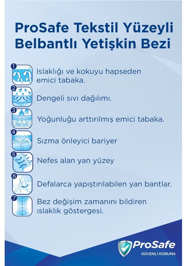 PROSAFE Belbantlı Yetişkin Hasta Bezi 30'lu Large