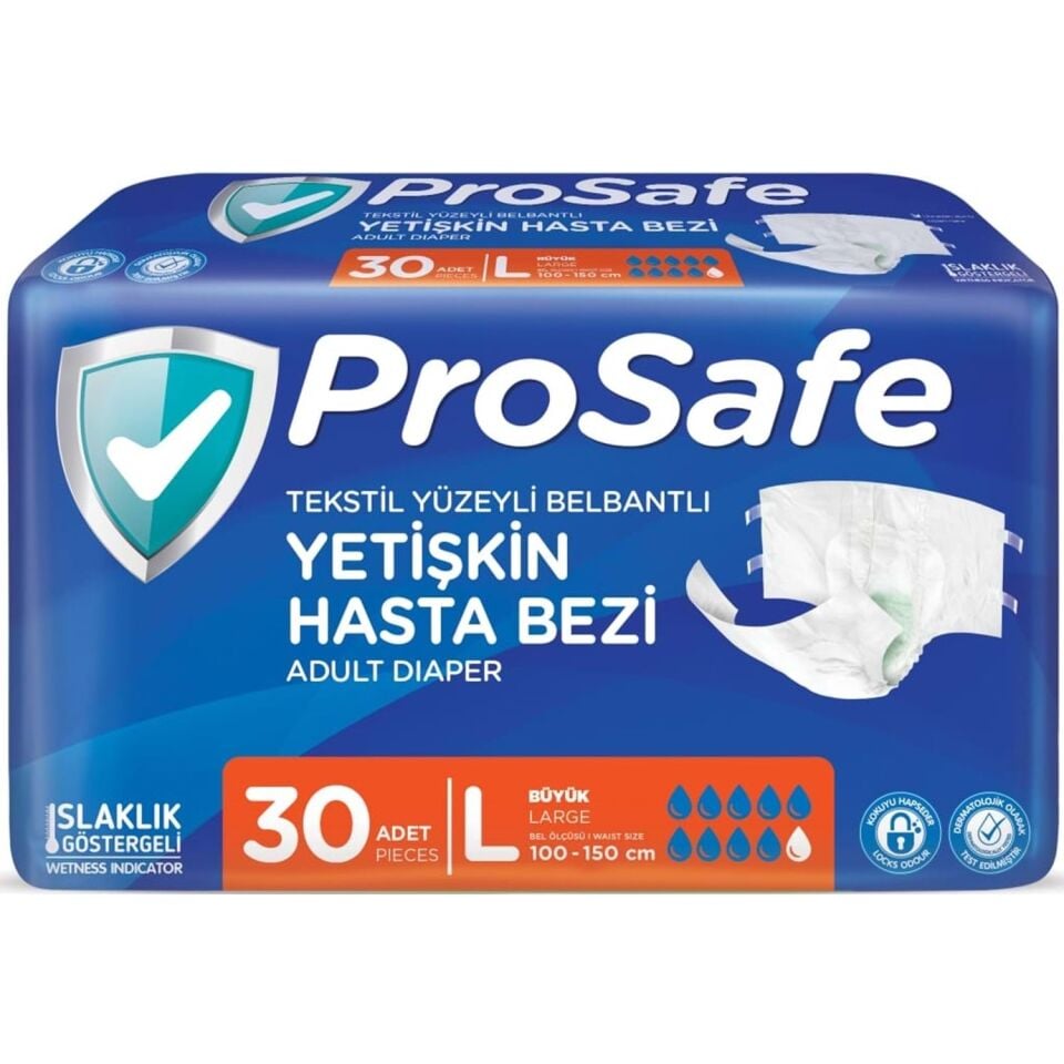PROSAFE Belbantlı Yetişkin Hasta Bezi 30'lu Large