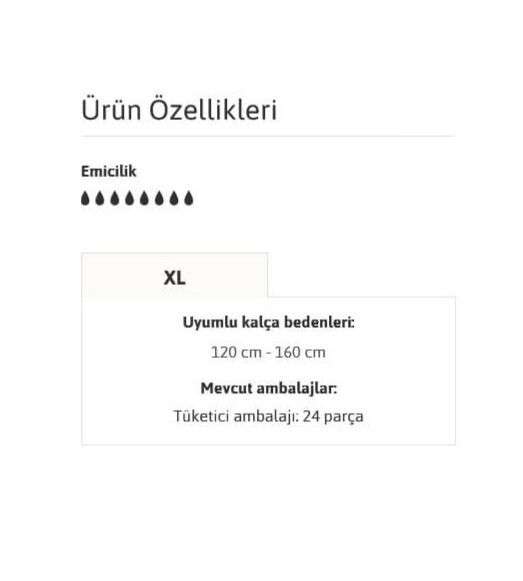 TENA Slip Maxi Bel Bantlı Hasta Bezi 8 Damla 24'lü XLarge