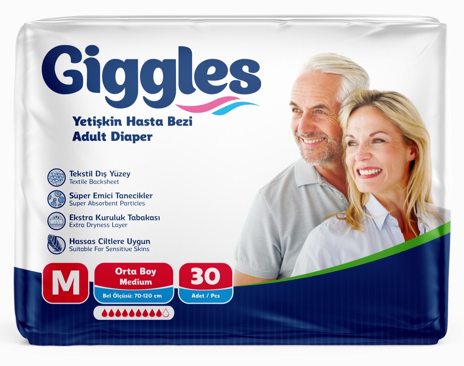 GIGGLES Yetişkin Hasta Bezi Medium 30'lu
