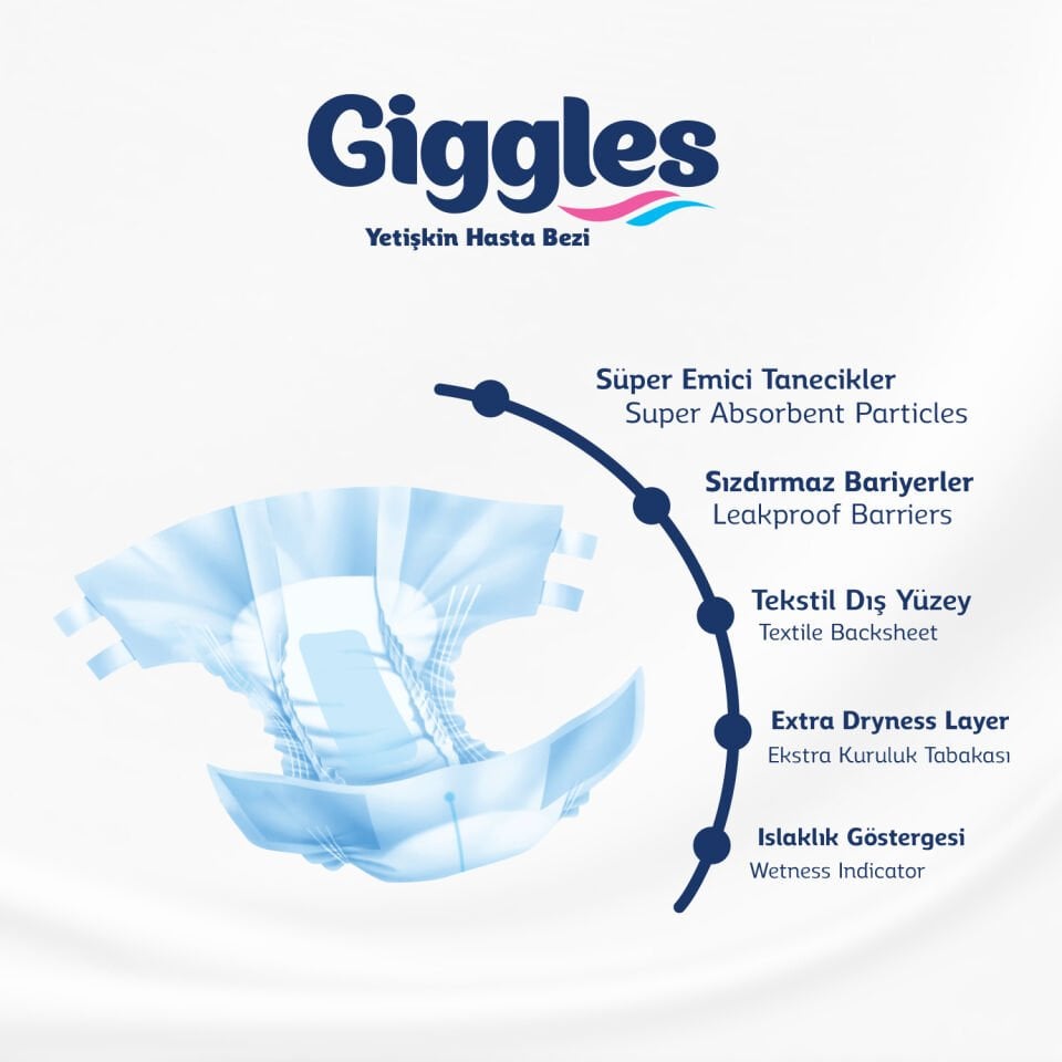 GIGGLES Belbantlı Yetişkin Hasta Bezi Large 30'lu