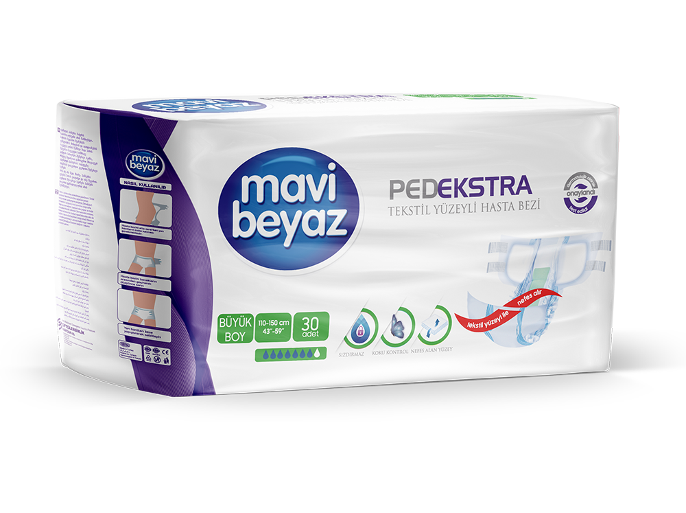 MAVİ BEYAZ Yetişkin Belbantlı Hasta Bezi Large 30'lu