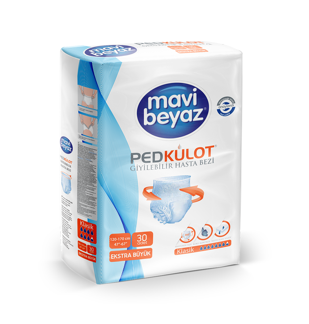 MAVİ BEYAZ Yetişkin Emici Külot Bezi 30'lu XLarge