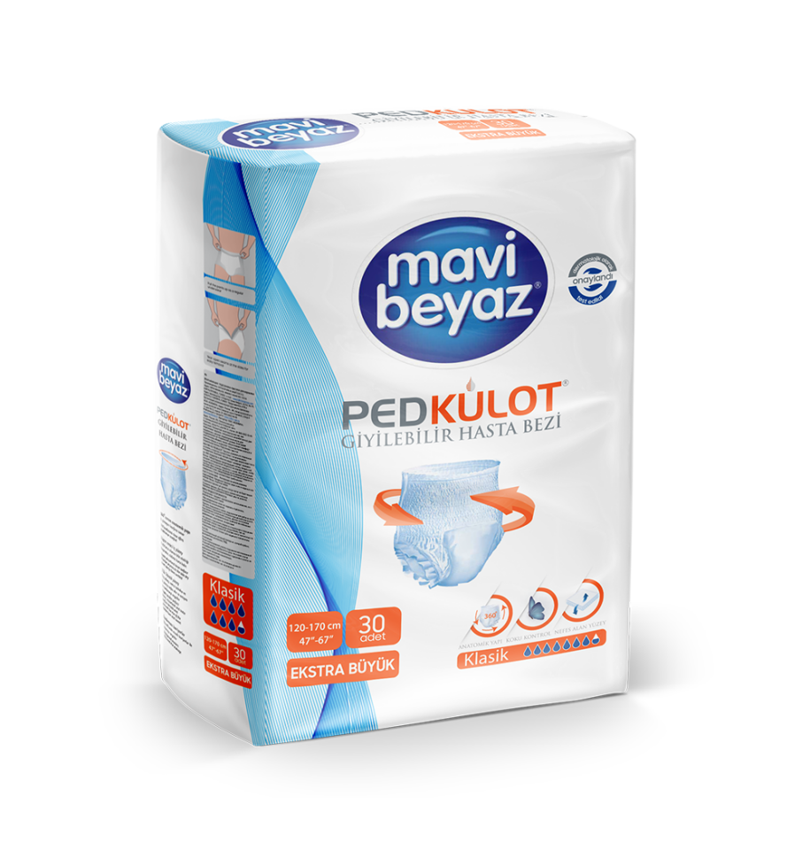 MAVİ BEYAZ Yetişkin Emici Külot Bezi 30'lu XLarge