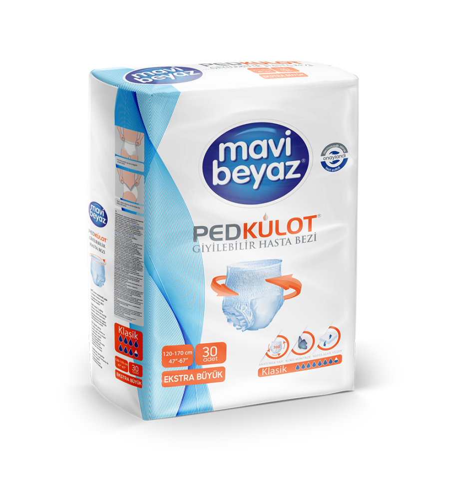 MAVİ BEYAZ Yetişkin Emici Külot Bezi 30'lu XLarge