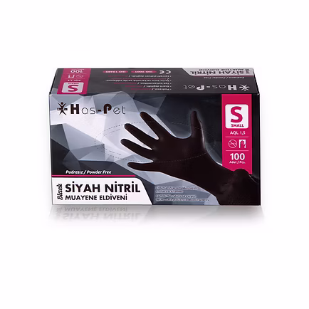 HASPET Siyah Nitril Pudrasız Eldiven Small