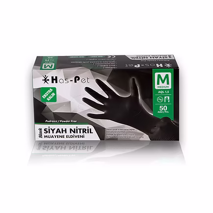 HASPET Siyah Nitril Pudrasız Eldiven Medium