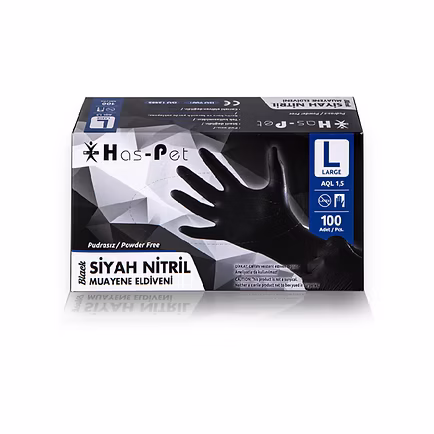 HASPET Siyah Nitril Pudrasız Eldiven Large