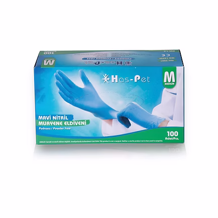 HASPET Mavi Nitril Pudrasız Eldiven Medium