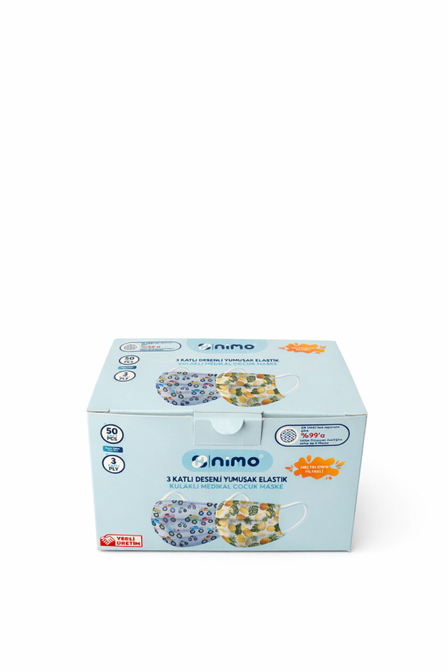 Nimo 3 Katlı Desenli Medikal Çocuk Maskesi (50 Adet)